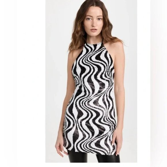 Simon Miller Zazzle Zebra Trip Sequin Halter Mini Dress 2 - Picture 6 of 10